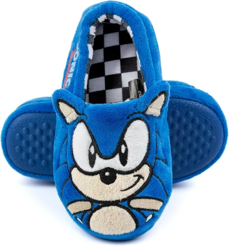 Vista 5 de Sonic the Hedgehog Pantuflas de felpa bordada con cara 3D para niños, Azul