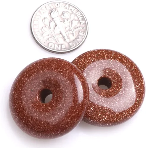 Vista 2 de Anillo de piedra arenisca círculo donuts perlas para hacer joyas naturales semipreciosas 0.984 in oro marrón JOE Forman