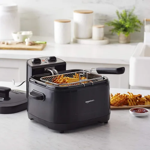 Vista 6 de Amazon Basics - Freidora eléctrica profunda de 2.1 cuartos (2.0L) con capacidad de aceite de 8 tazas, temporizador, temperatura ajustable, cesta