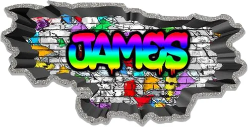 Vista 18 de Calcomanía de pared de graffiti con borde de hormigón profundo, calcomanía de vinilo personalizada (MYS107-S)