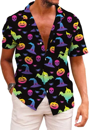 Vista 204 de KYKU - Camisa hawaiana funky para hombre, ropa tropical para vacaciones en Palm Beach