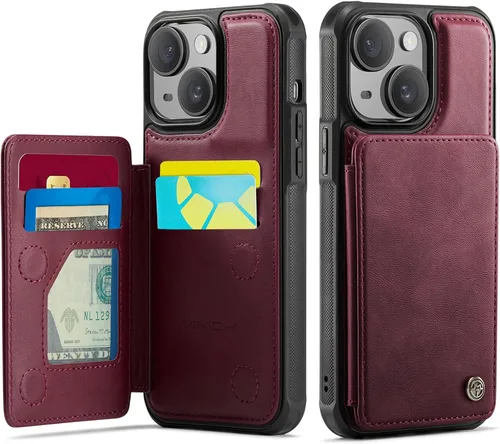 Vista 59 de Vinich for iPhone XR Wallet Case with Card Holder, Black RFID Blocking Credit Slots, Kickstand, Shockproof Flip Phone Cover, PU Leather, Double