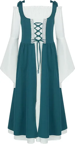 Vista 3 de TiaoBug Kids Girls Medieval Princess Dress Up Renaissance Faire Dress Child Costumes Vintage Victorian Dress