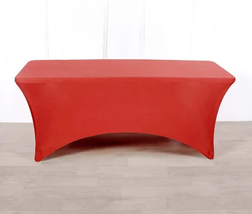 Vista 17 de Efavormart - Mantel rectangular de elastano elástico beige de 4 pies