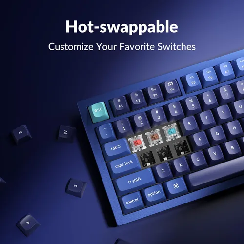 Vista 10 de Keychron Q3 QMK/VIA Teclado mecánico personalizado con cable, diseño sin llave de aluminio completo, macro programable con interruptor marrón