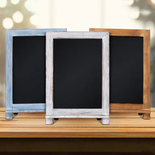 Vista 9 de HBCY Creations Pizarra de Mesa Rústica con Acabado Blanqueado / Pizarra Magnética Colgante de Pared / Caballete Pequeño de Encimera / Tablero de 1