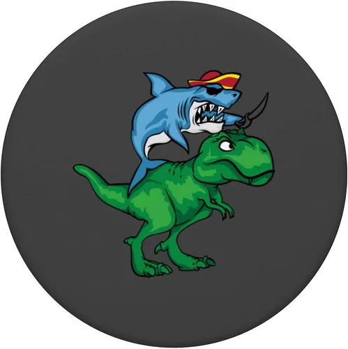 Vista 3 de Regalo para el día de la semana con diseño de pirata de tiburón en forma de T Rex – PopSockets Grip y Stand para teléfonos y tabletas