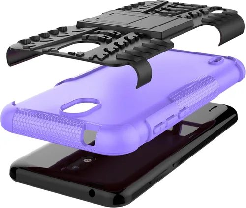Vista 3 de Asuwish Funda de teléfono para Nokia 1.3 con protector de pantalla de vidrio templado y soporte delgado, funda protectora híbrida resistente