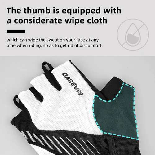 Vista 5 de Darevie Guantes de ciclismo MTB de 0.197in con relleno de gel, guantes de bicicleta de medio dedo, guantes de bicicleta antideslizantes