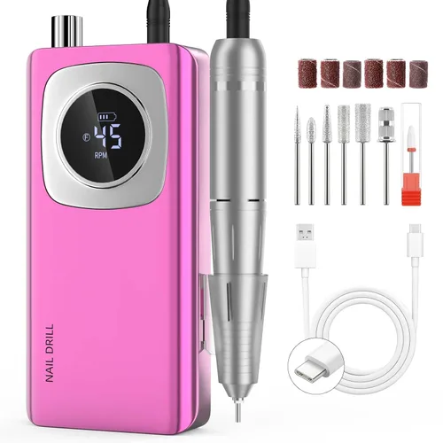 Vista 9 de Taladro de uñas eléctrico profesional: lima de uñas recargable con brocas para uñas de gel acrílicas, herramientas de forma de pulido profesional