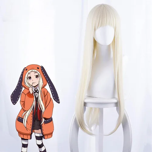 Vista 2 de Uearlid Anime Cosplay Wig Kakegurui Yomoduki Runa Hair Women 80cm Long Stright Hair Anime Cosplay Wig Kakegurui Halloween party Coser Wig