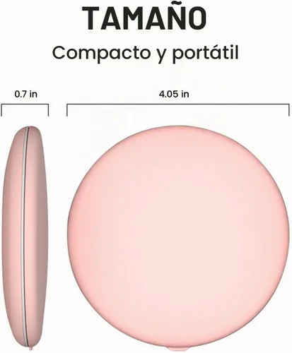 Vista 3 de Espejo compacto con iluminación LED, espejo de maquillaje de viaje de aumento 1X/5X de 4 pulgadas, espejo compacto portátil recargable con luz