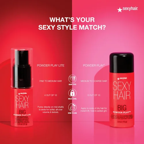 Vista 3 de SexyHair Big Powder Play Lite - Polvo voluminizador y texturizante suave, 0.4 onzas, hasta un 50% más de volumen, polvo ligero, invisible