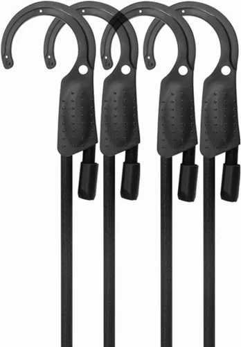 Vista 17 de Cuerdas elásticas ajustables de 18 pulgadas con ganchos, ajuste flexible de 6.5 a 18 pulgadas, correas elásticas negras con elasticidad superior