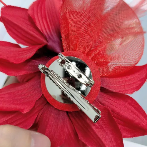Vista 5 de Elegante broche de flores para mujer, con plumas, bodas, fiestas, bailes, banquetes, tocados, horquillas para el cabello, sombrero, solapa, chal