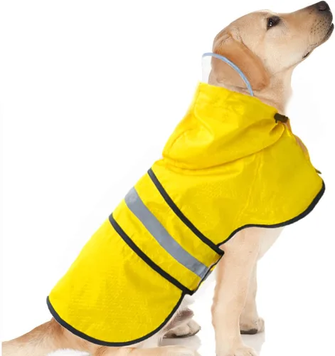 Vista 6 de Impermeable para Perros Resistente al Agua Reflectante - Poncho Ligero Transpirable con Capucha Abrigo Chaqueta de Lluvia con Correa Ajustable