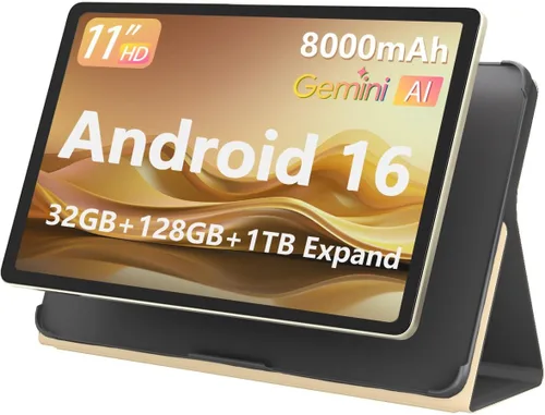 Vista 10 de Tablet Android 16 de 11 pulgadas, 32 GB de RAM + 128 GB de ROM