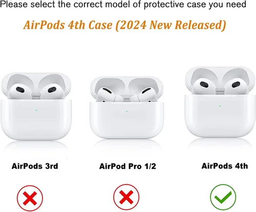 Vista 6 de Funda para AirPods 4 2024 con mosquetón de llavero, funda transparente para AirPods 4, diseño de anime, funda suave con adornos para niños, niñas