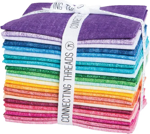 Vista 5 de Paquetes de tela 100% algodón Fat Quarters para coser 24 piezas de 18 x 22 pulgadas de algodón precortados surtidos en la colección Chambray Tonals