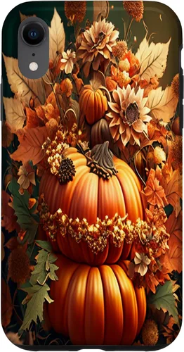 Vista 24 de iPhone 16 Vintage hojas caídas otoño calabaza especia feliz otoño caso