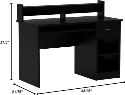 Vista 3 de OneSpace - Escritorio para computadora, Madera, Negro