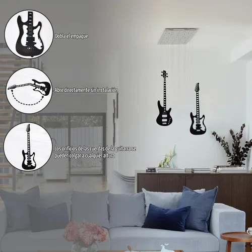 Vista 7 de wotieuns Decoración de pared de música de guitarra de metal para decoración de pared