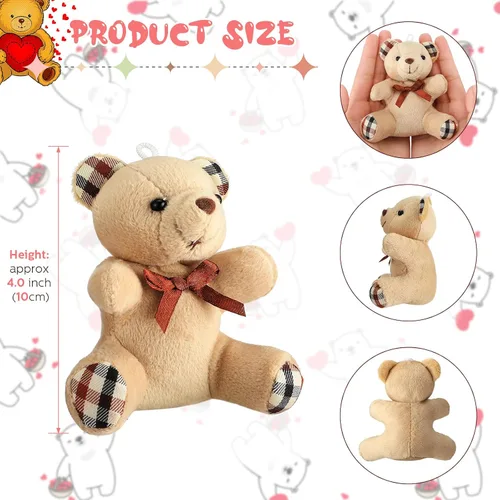 Vista 2 de Junkin 48 piezas de mini oso de peluche a granel de 4 pulgadas, pequeño oso suave para bricolaje, llavero de fiesta, regalo de decoración de boda