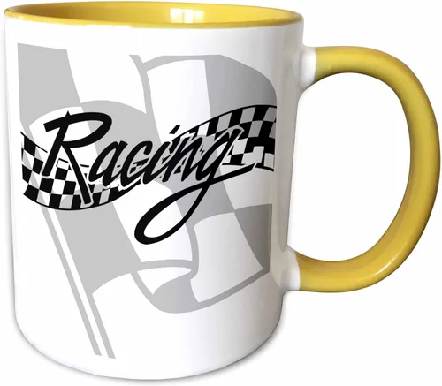 Vista 12 de 3dRose Taza de café, tamaño – 15 oz – Bandera de carreras a cuadros en blanco y negro PS Creations – divertido regalo de taza de café