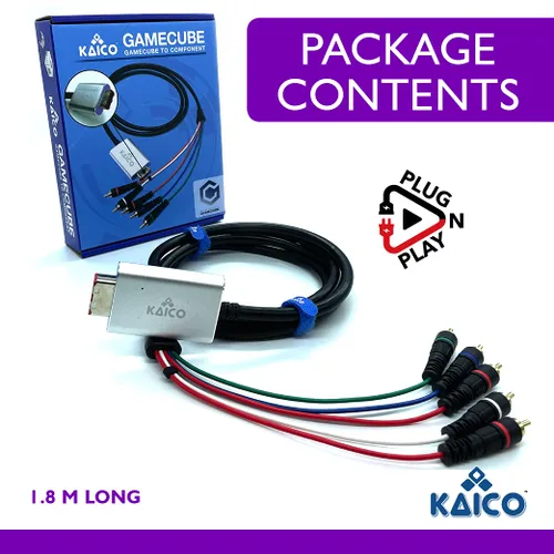 Vista 4 de Kaico Component Cable Adapter Lead for the Nintendo GameCube Running GCVideo Lite Software Supports Full Video and Audio. A Simple Plug and Play