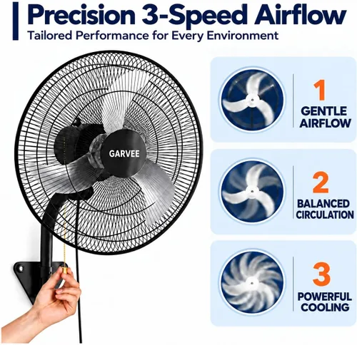 Vista 8 de Ventilador colgante montado en la pared de 18 pulgadas oscilante