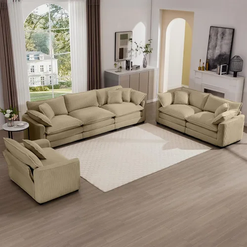 Vista 15 de KEIKI Juego de sofá de 2 piezas con 2 sofás individuales de pana extragrandes, juego de sillas decorativas modernas de 2 plazas tapizadas con 2