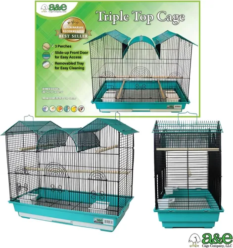 Vista 5 de A&E Cage Co - Jaula para pájaros con triple parte superior para periquitos
