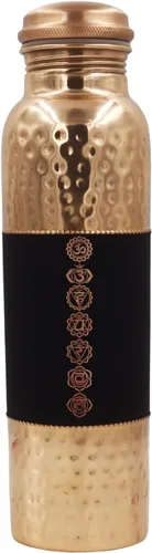 Vista 2 de Botella de agua de cobre puro sin forro, sin recubrimiento y sin laca, para beneficios de salud ayurvédica, 33.8 fl oz (33.81 onzas líquidas)