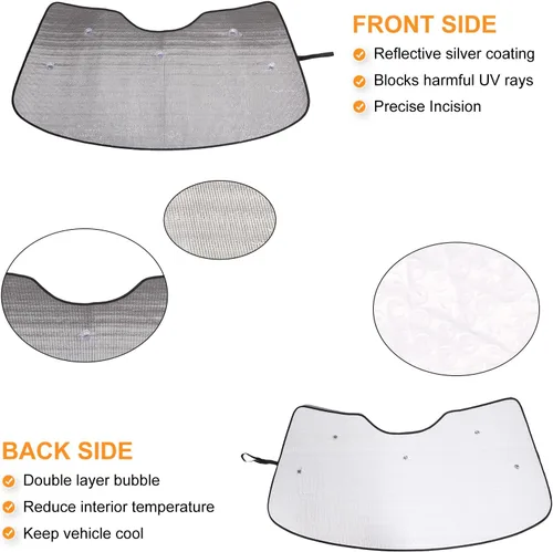 Vista 4 de Parasol para parabrisas compatible con Chevrolet Corvette C7 2014-2019, parasol plegable para ventana delantera, visera de protección solar
