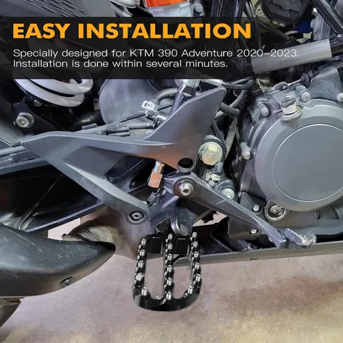 Vista 2 de NICECNC Estriberas planas horizontales negras de ángulo ancho estilo rally compatibles con KTM 390 Adventure 2020 2021 2022 2023, aluminio 6061