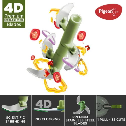 Vista 5 de Pigeon - Picadora Pro XL práctica y compacta con cuchillas de acero inoxidable - Picadora de alimentos grande a mano