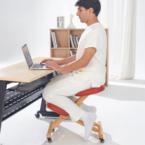 Vista 9 de Master Massage - Silla plegable ergonómica de madera para oficina, silla plegable de madera para corrección de postura en el hogar, mejora tu