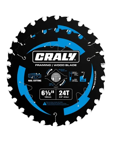 Vista 19 de CRALY Hoja de sierra circular para corte de madera de 6-1/2 pulgadas con 24 dientes, árbol de 5/8 pulgadas, con punta de carburo, corte fino
