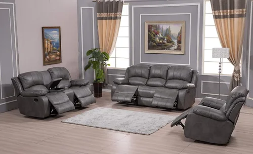 Vista 28 de Betsy Furniture Sofá reclinable de piel sintética con consola 8018, varios colores (beige, sofá biplaza)