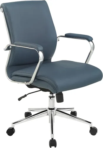 Vista 15 de Office Star Silla de oficina ajustable Antimicrobial Manager con base cromada, respaldo medio, tela negra Dillon