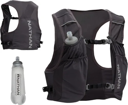 Vista 4 de Nathan Pinnacle Featherlite - Chaleco de hidratación para correr (1.5 litros), ultraligero, ajuste de compresión con frasco suave Hydrapak