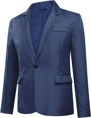Vista 16 de YUNCLOS Chaqueta blazer casual de 1 botón con solapa con muescas para hombre