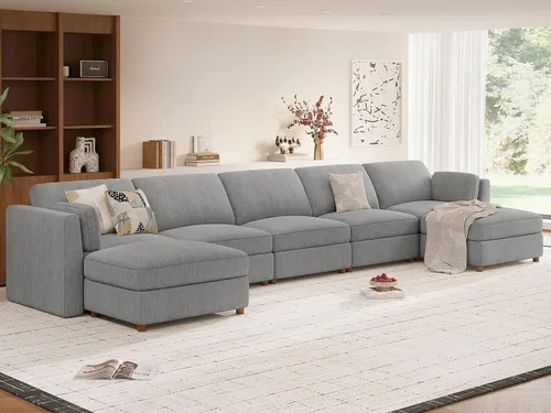 Vista 31 de CUGOAO Sofá biplaza extragrande de 83.5 pulgadas, sofás para sala de estar, sofá nube de felpilla de asiento profundo, sofá modular seccional, funda