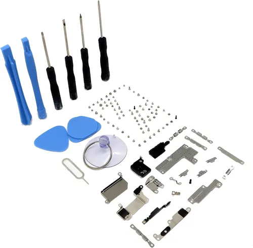 Vista 8 de Piezas internas de la cubierta de la placa de metal para el iPhone 5, reemplazo del soporte incluye juego completo de tornillos y kit