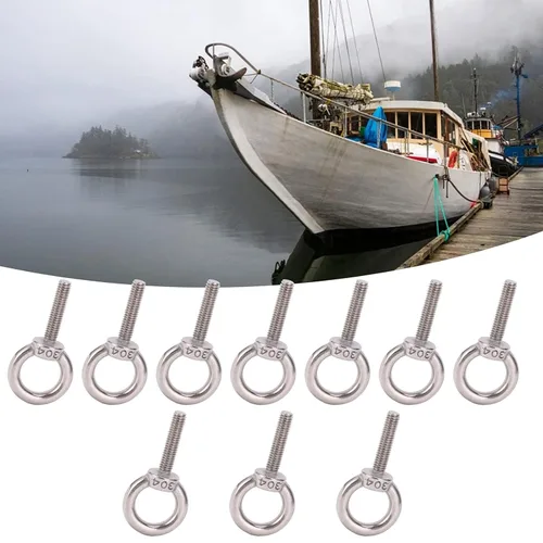 Vista 4 de Perno de ojo M6, pernos de ojo de elevación de maquinaria de acero inoxidable, pernos roscados de elevación de tornillo de anillo redondo, hardware