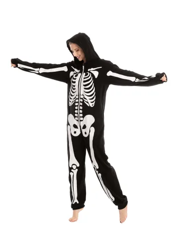 Vista 6 de Pijama con Capucha de Esqueleto para Adultos Multicolor