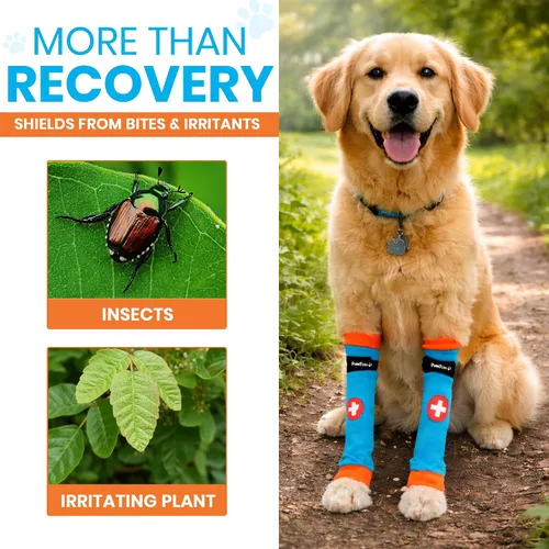 Vista 8 de PawFlex Comfy Paws - Leggings protectores antideslizantes de algodón para perros Funda médica para mascotas para patas de perros con agarre