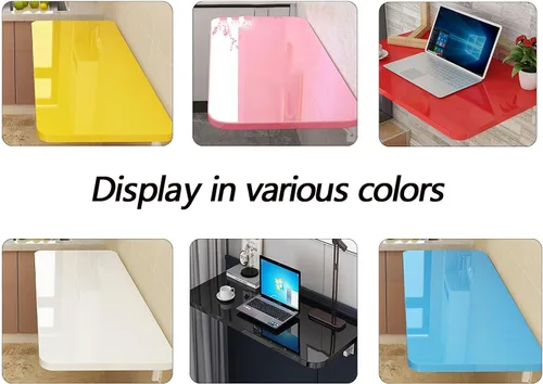 Vista 7 de Mesa plegable para montar en la pared, mesa plegable para montar en la pared, mesa plegable para espacios pequeños, mesa de montaje en pared