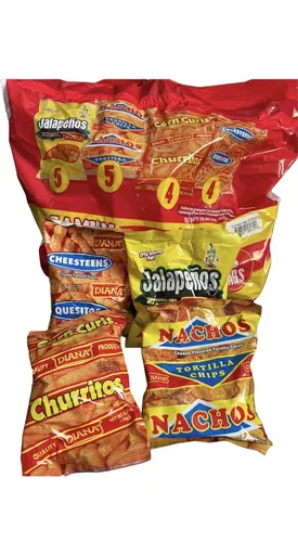 Vista 2 de DIANA MIX JALAPEÑOS NACHOS CHURRITOS Y QUESITOS PROCDUCRO SALVADOREÑO 18BOLSAS