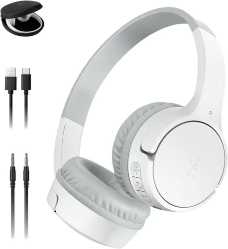 Vista 20 de Belkin SoundForm Mini - Auriculares inalámbricos Bluetooth para niños, batería de 30 horas, límite de volumen seguro de 85 dB, micrófono integrado